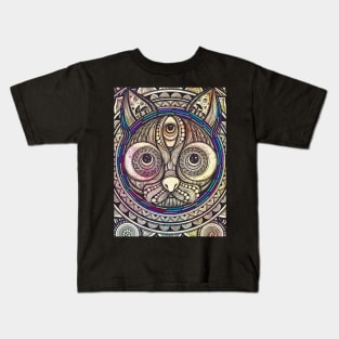 Luna Cat Mandala Art Kids T-Shirt